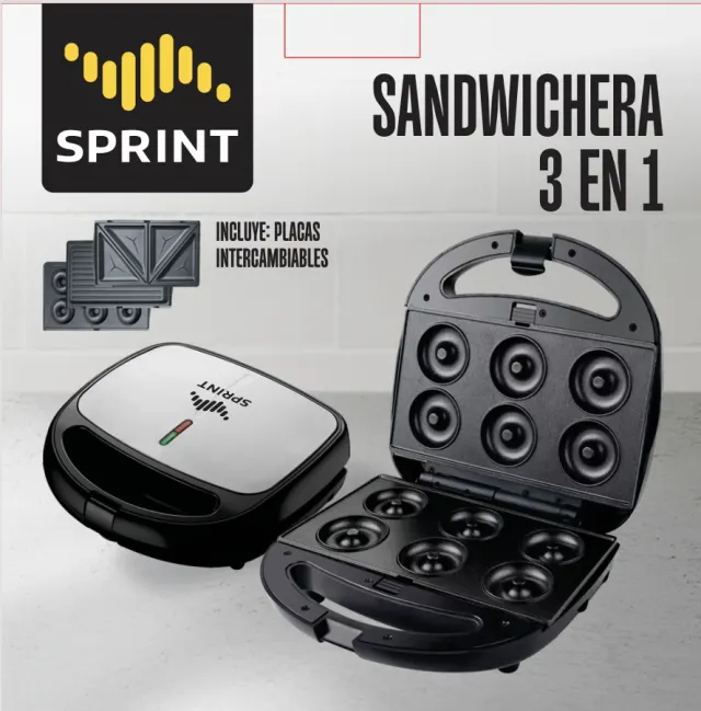 SANDWICHERA 3 EN 1 (SANDWICH, GRILL, DONAS)